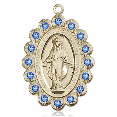 Miraculous Medal Necklace - 14K Gold Filled - 1-1/8 Inch Tall by 3/4 Inch Wide with 24" Chain