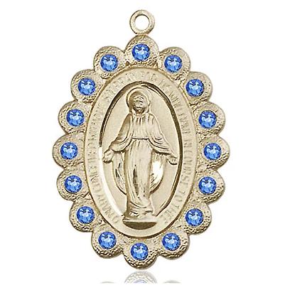 Miraculous Medal - 14K Gold - 1-1/8 Inch Tall by 3/4 Inch Wide