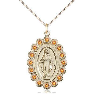 Miraculous Medal Necklace - 14K Gold Filled - 1-1/8 Inch Tall by 3/4 Inch Wide with 18" Chain