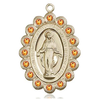 Miraculous Medal Necklace - 14K Gold Filled - 1-1/8 Inch Tall by 3/4 Inch Wide with 24" Chain
