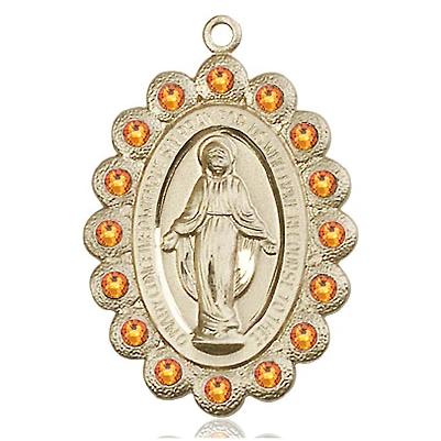 Miraculous Medal - 14K Gold - 1-1/8 Inch Tall by 3/4 Inch Wide