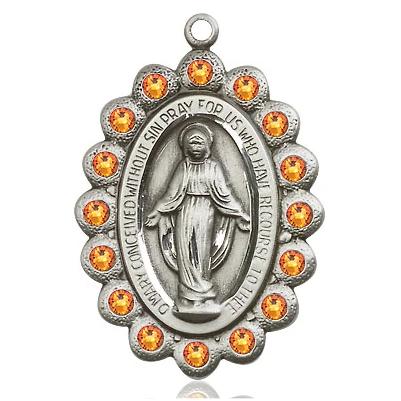 Miraculous Medal - Sterling Silver - 1-1/8 Inch Tall by 3/4 Inch Wide
