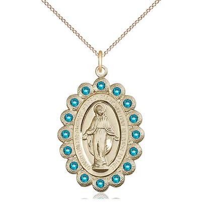 Miraculous Medal Necklace - 14K Gold Filled - 1-1/8 Inch Tall by 3/4 Inch Wide with 18" Chain