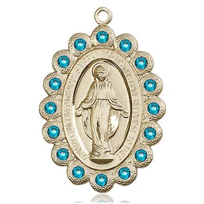 Miraculous Medal Necklace - 14K Gold Filled - 1-1/8 Inch Tall by 3/4 Inch Wide with 24" Chain