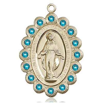 Miraculous Medal - 14K Gold - 1-1/8 Inch Tall by 3/4 Inch Wide