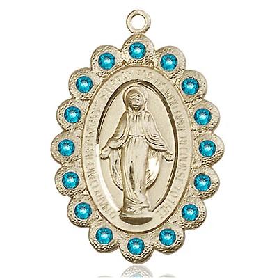 Miraculous Medal Necklace - 14K Gold - 1-1/8 Inch Tall by 3/4 Inch Wide with 24" Chain