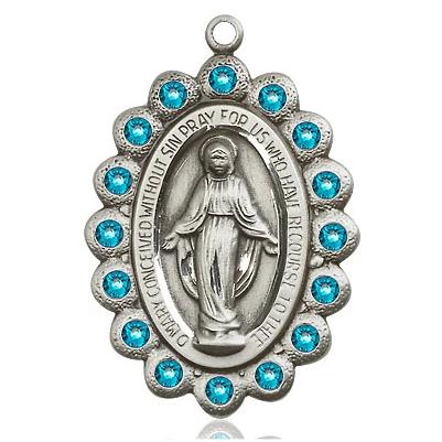 Miraculous Medal - Sterling Silver - 1-1/8 Inch Tall by 3/4 Inch Wide