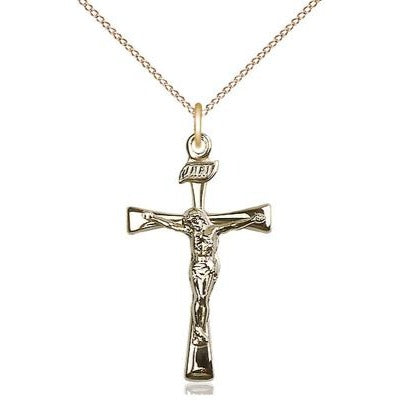 Maltese Crucifix Medal Necklace - 14K Gold - 1-1/8 Inch Tall x 5/8 Inch Wide with 18" Chain