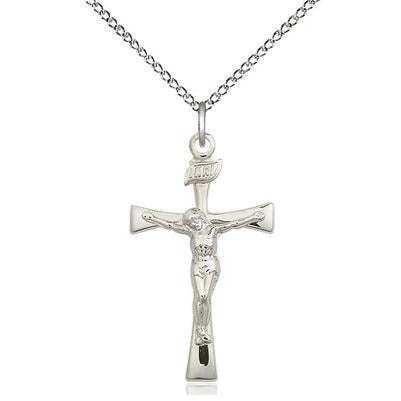 Maltese Crucifix Medal Necklace - Sterling Silver - 1-1/8 Inch Tall x 5/8 Inch Wide with 18" Chain