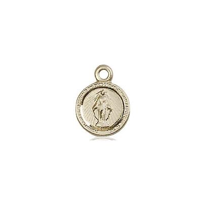 Miraculous Medal Necklace - 14K Gold - 3/8 Inch Tall by 1/4 Inch Wide with 24" Chain