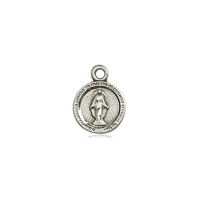 Miraculous Medal Necklace - Sterling Silver - 3/8 Inch Tall by 1/4 Inch Wide with 24" Chain