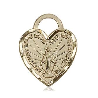 Miraculous Medal - 14K Gold - 3/4 Inch Tall by 5/8 Inch Wide