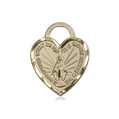 Miraculous Medal Necklace - 14K Gold - 3/4 Inch Tall by 5/8 Inch Wide with 24" Chain