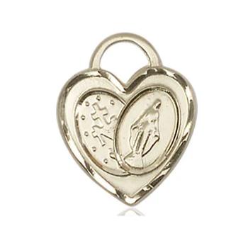 Miraculous Medal - 14K Gold - 3/4 Inch Tall by 5/8 Inch Wide