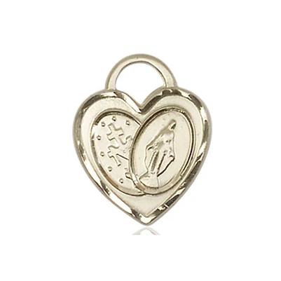 Miraculous Medal Necklace - 14K Gold - 3/4 Inch Tall by 5/8 Inch Wide with 24" Chain