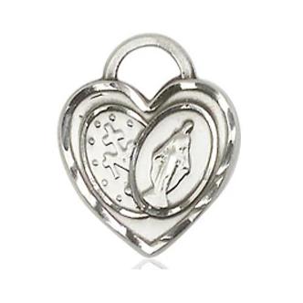 Miraculous Medal - Sterling Silver - 3/4 Inch Tall by 5/8 Inch Wide