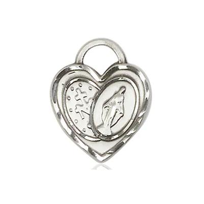 Miraculous Medal Necklace - Sterling Silver - 3/4 Inch Tall by 5/8 Inch Wide with 24" Chain