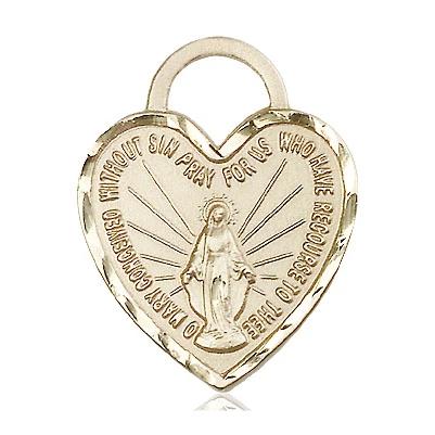Miraculous Medal - 14K Gold - 1 Inch Tall by 3/4 Inch Wide