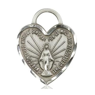 Miraculous Medal Necklace - Sterling Silver - 1 Inch Tall by 3/4 Inch Wide with 24" Chain