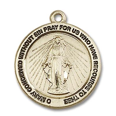 Miraculous Medal - 14K Gold Filled - 3/4 Inch Tall by 3/4 Inch Wide