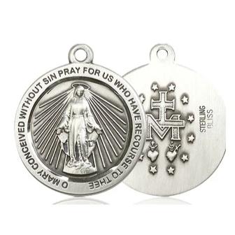 Miraculous Medal - Pewter - 1 Inch Tall by 7/8 Inch Wide