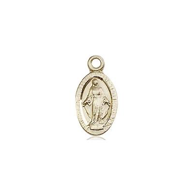 Miraculous Medal Necklace - 14K Gold Filled - 1/2 Inch Tall by 1/4 Inch Wide with 24" Chain