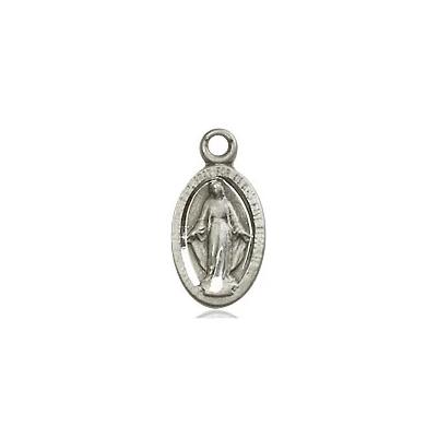 Miraculous Medal Necklace - Sterling Silver - 1/2 Inch Tall by 1/4 Inch Wide with 24" Chain