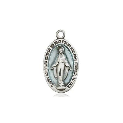 Miraculous Medal Necklace - Sterling Silver - 5/8 Inch Tall by 3/8 Inch Wide with 24" Chain