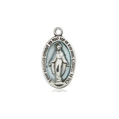 Miraculous Medal Necklace - Sterling Silver - 5/8 Inch Tall by 3/8 Inch Wide with 18" Chain