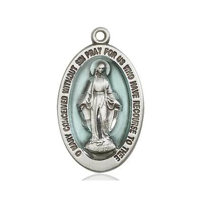 Miraculous Medal Necklace - Sterling Silver - 7/8 Inch Tall by 1/2 Inch Wide with 24" Chain