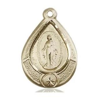 Miraculous Medal - 14K Gold - 3/4 Inch Tall by 1/2 Inch Wide