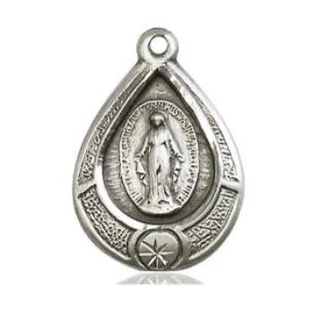 Miraculous Medal - Sterling Silver - 3/4 Inch Tall by 1/2 Inch Wide