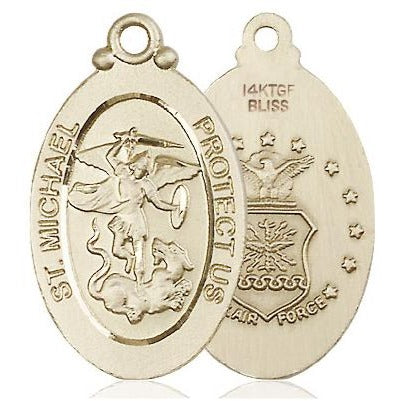 St. Michael Air Force Medal - 14K Gold Filled - 1-1/8 Inch Tall x 5/8 Inch Wide