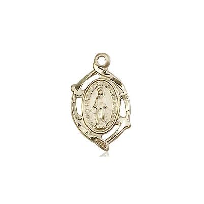 Miraculous Medal Necklace - 14K Gold - 5/8 Inch Tall by 3/8 Inch Wide with 24" Chain