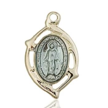 Miraculous Medal - 14K Gold - 5/8 Inch Tall by 3/8 Inch Wide