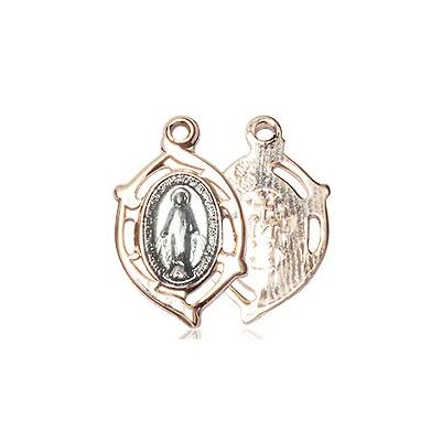 Miraculous Medal Necklace - 14K Gold - 5/8 Inch Tall by 3/8 Inch Wide with 24" Chain