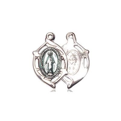 Miraculous Medal Necklace - Sterling Silver - 5/8 Inch Tall by 3/8 Inch Wide with 24" Chain