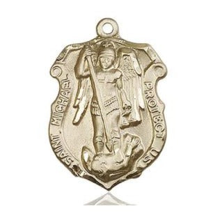 St. Michael Army Medal - 14K Gold - 1-1/4 Inch Tall x 7/8 Inch Wide