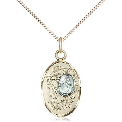 Miraculous Medal Necklace - 14K Gold Filled - 7/8 Inch Tall by 1/2 Inch Wide with 18" Chain