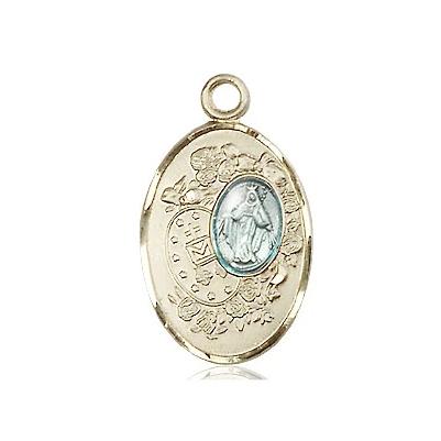 Miraculous Medal Necklace - 14K Gold - 7/8 Inch Tall by 1/2 Inch Wide with 24" Chain