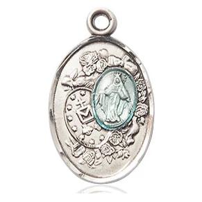 Miraculous Medal - Sterling Silver - 7/8 Inch Tall by 1/2 Inch Wide