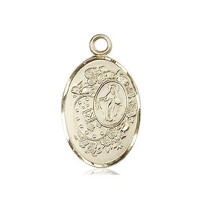 Miraculous Medal Necklace - 14K Gold Filled - 7/8 Inch Tall by 1/2 Inch Wide with 24" Chain