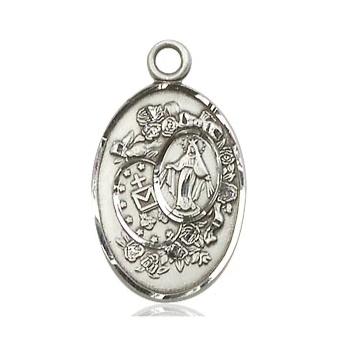 Miraculous Medal - Sterling Silver - 7/8 Inch Tall by 1/2 Inch Wide