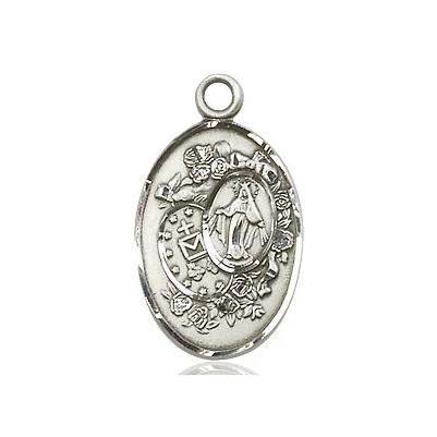 Miraculous Medal Necklace - Sterling Silver - 7/8 Inch Tall by 1/2 Inch Wide with 24" Chain