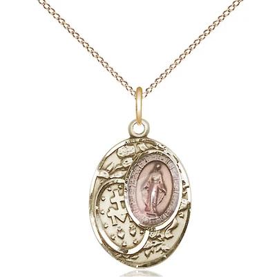 Miraculous Medal Necklace - 14K Gold Filled - 3/4 Inch Tall by 1/2 Inch Wide with 18" Chain