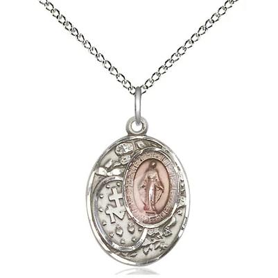 Miraculous Medal Necklace - Sterling Silver - 3/4 Inch Tall by 1/2 Inch Wide with 18" Chain
