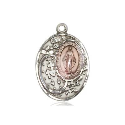 Miraculous Medal Necklace - Sterling Silver - 3/4 Inch Tall by 1/2 Inch Wide with 24" Chain