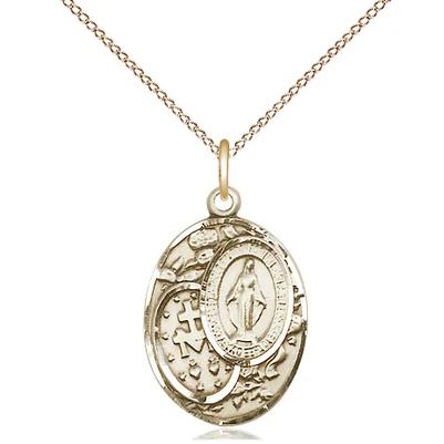Miraculous Medal Necklace - 14K Gold Filled - 3/4 Inch Tall by 1/2 Inch Wide with 18" Chain