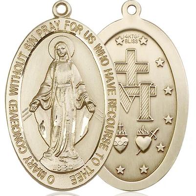 Miraculous Medal Necklace - 14K Gold Filled - 1-5/8 Inch Tall by 1 Inch Wide with 24" Chain