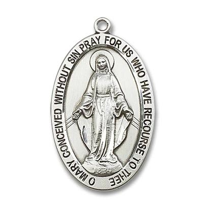 Miraculous Medal - Pewter - 1-5/8 Inch Tall by 1 Inch Wide